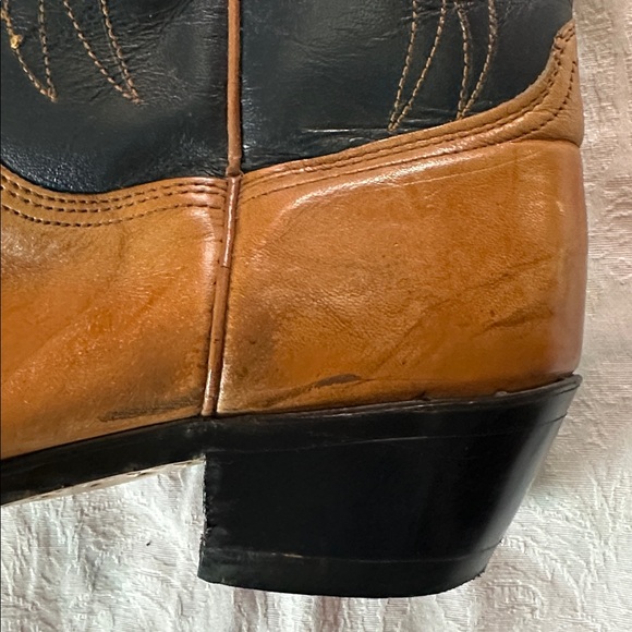 Vintage Wrangler Cowboy Boots Men’s Leather Blue Brown Size 8.5 - Picture 10 of 13